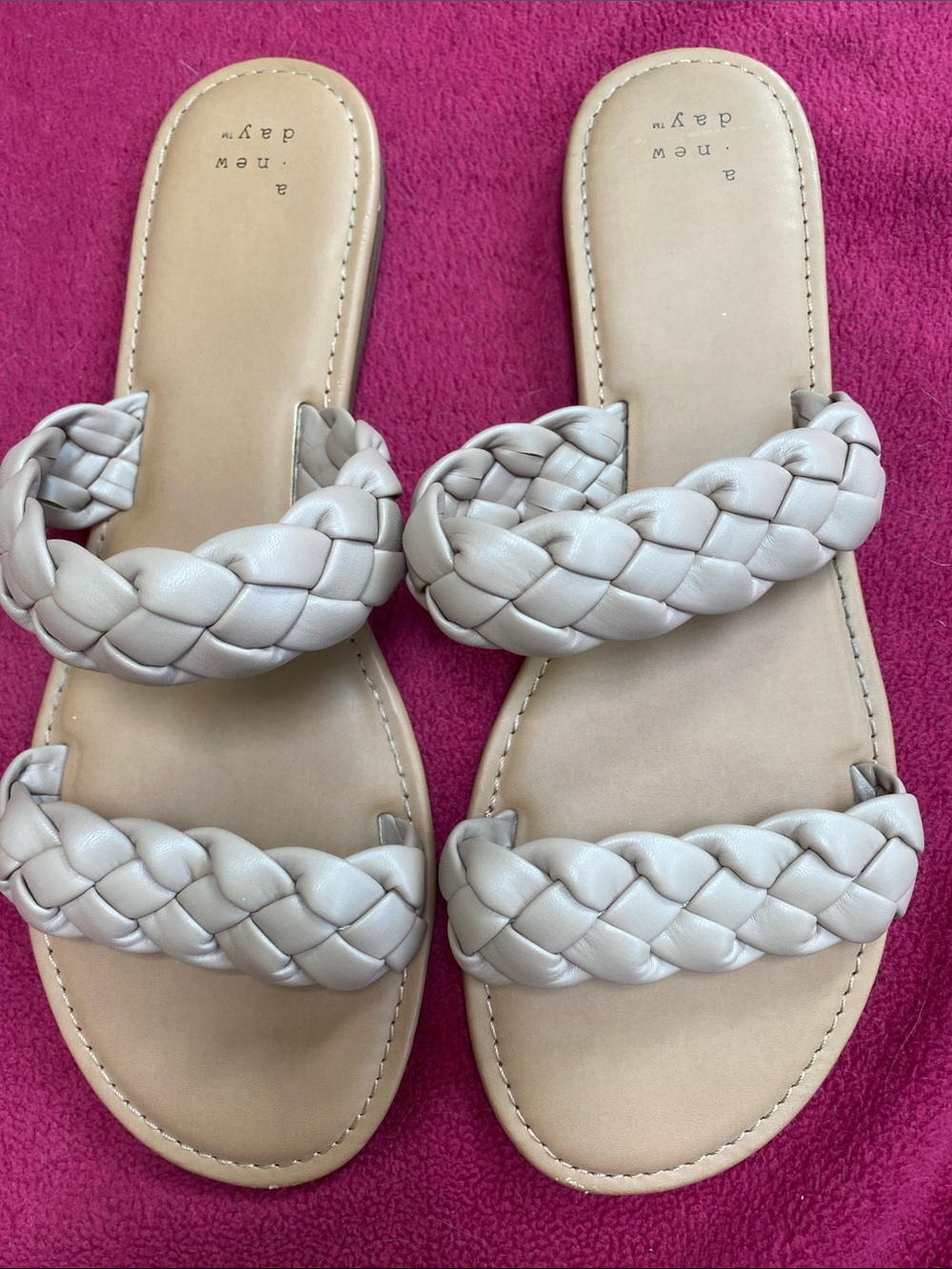 a new day Braided Double-Strap Slide Sandals - Light Beige